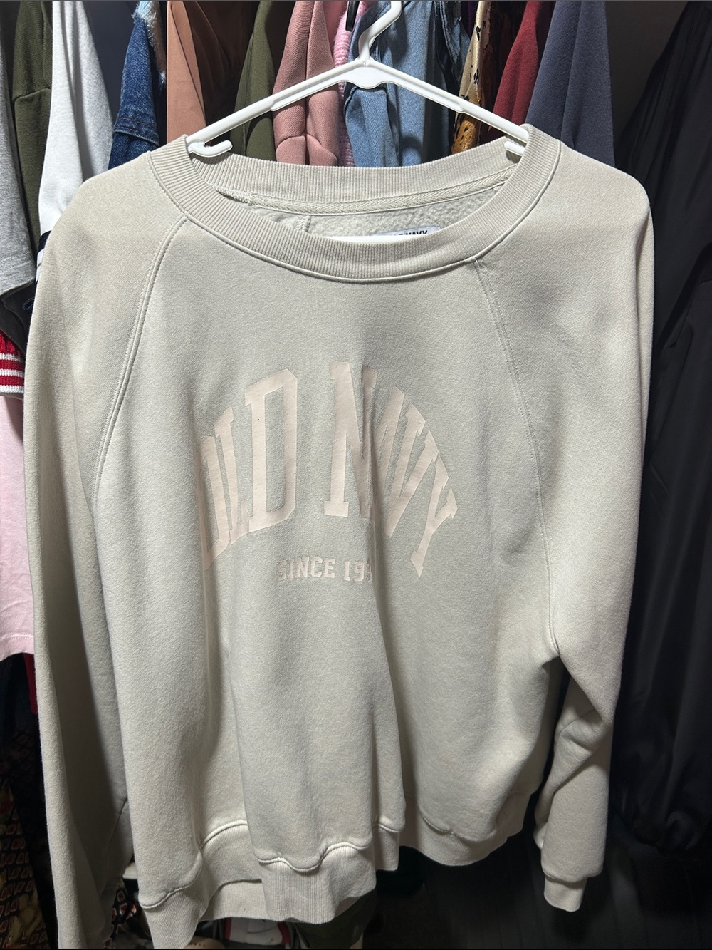 Old Navy Cream Crewneck Sweatshirt with Subtle Logo